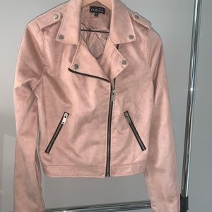 Rue21 Blush Color Faux Suede Moto Jacket SZ Large